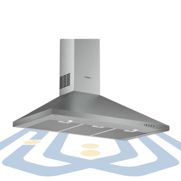 Series 2 Wall-Mounted Cooker Hood – 90 cm, 380 m³/h Extraction, LED Lights, Stainless Steel Finish | Bosch DWP94CC50T