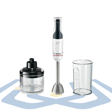 ErgoMaster Series 4 Hand Blender – 800W, Stainless Steel Wand, Universal Shredder, Measuring Beaker, White & Black | Bosch MSM4W420