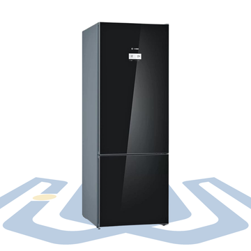 Bosch Series 6 Fridge Freezer – 508L, No Frost, Black Glass 193x70 cm | KGN56LB3E9