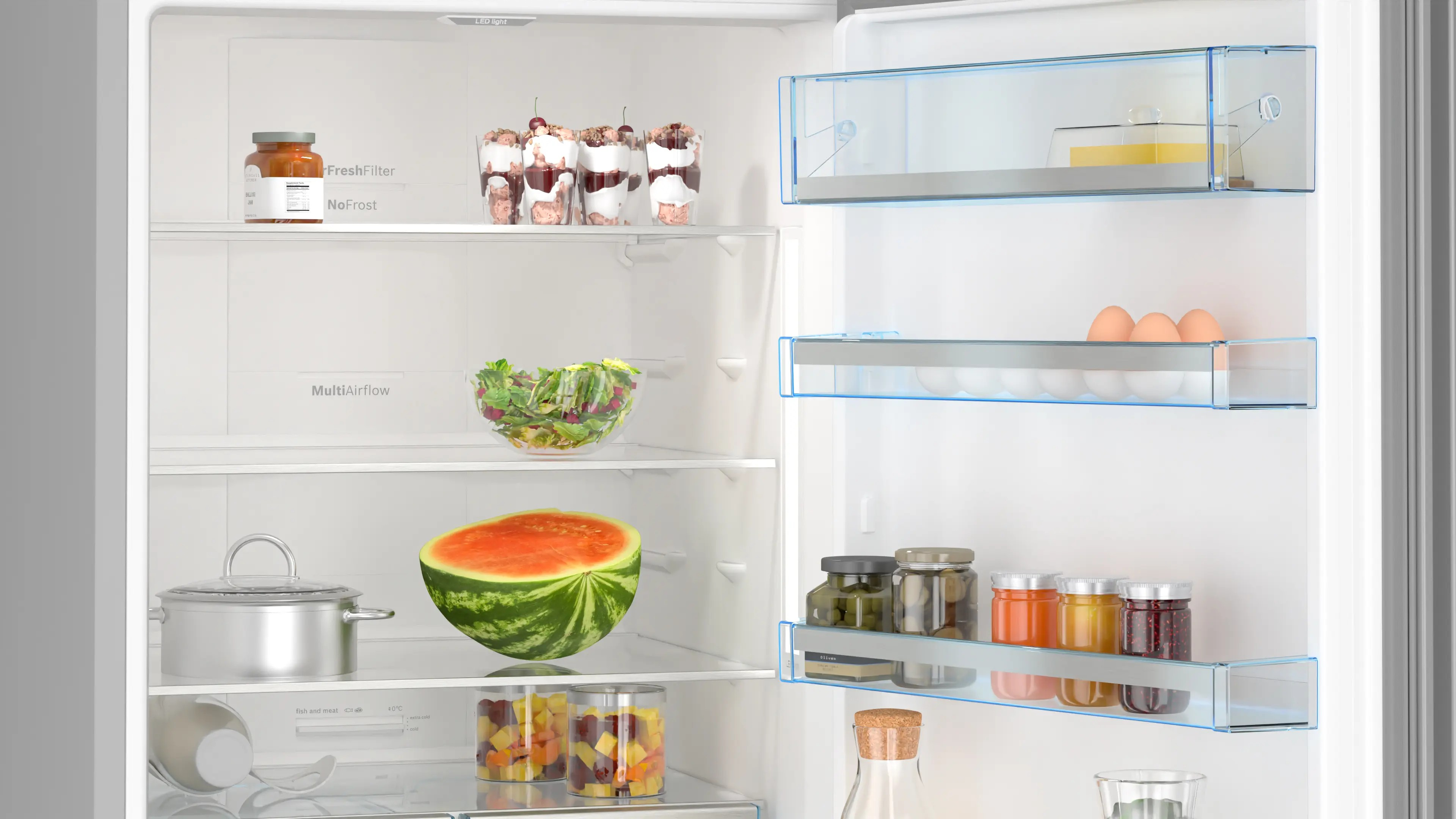 Bosch Series 6 Fridge Freezer – 508L, No Frost, Black Glass 193x70 cm | KGN56LB3E9