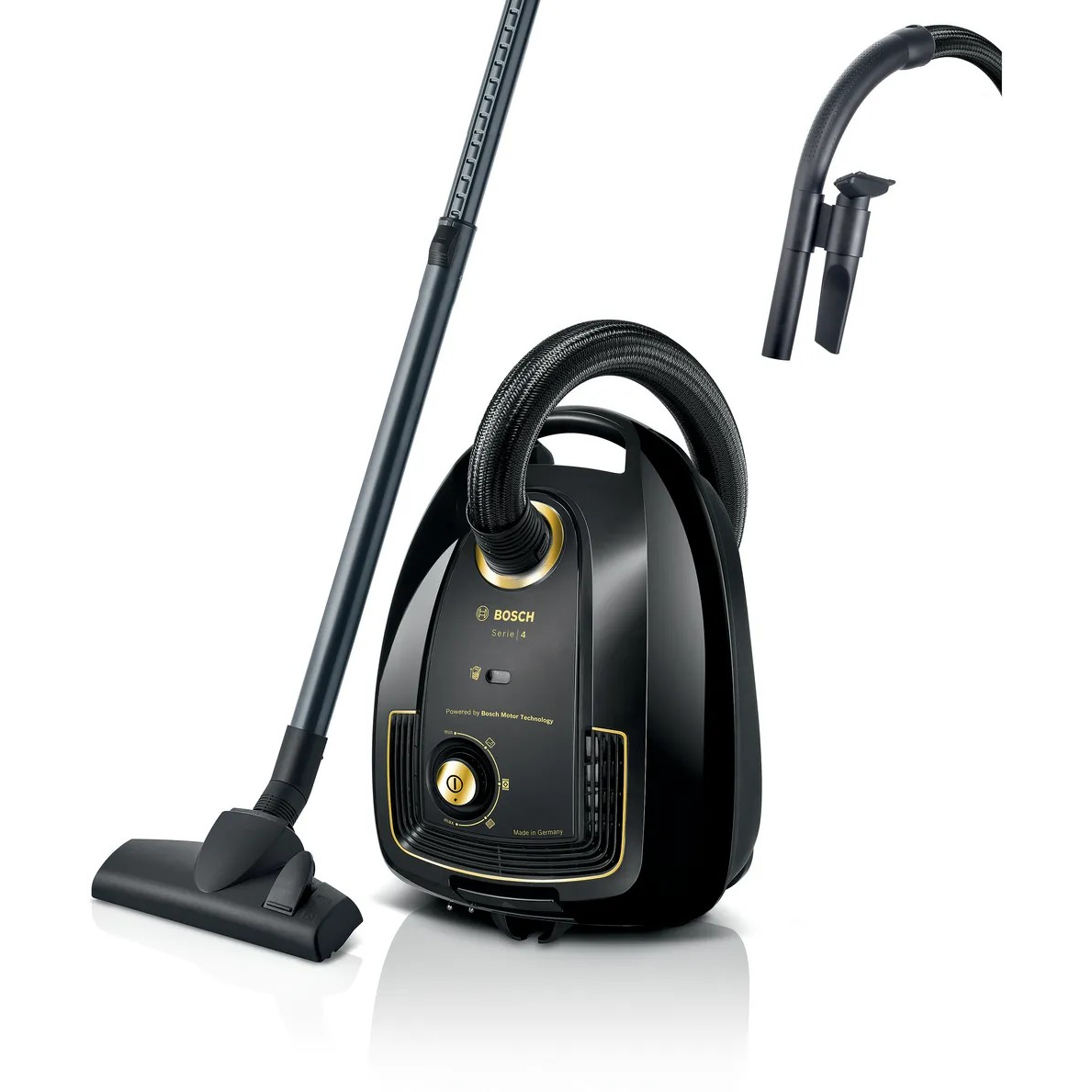 Series 4 Bagged Vacuum Cleaner – 2200W, XL Dust Bag, HEPA Filter, Black | Bosch BGL38GOLD