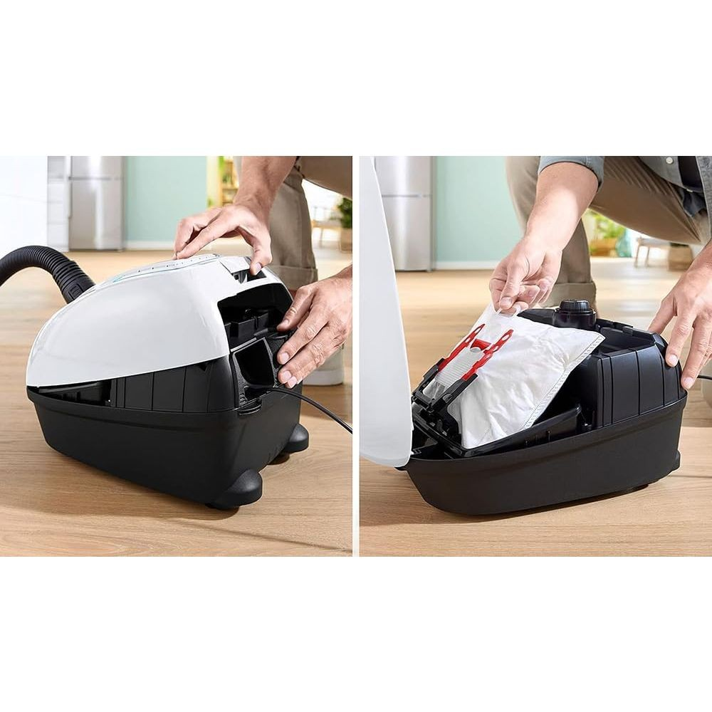 مكنسة كهربائية قوة 2200 وات، فلتر ProHygienic، كيس غبار، 6 ملحقات، أبيض |  بوش BGL38WHYG 

