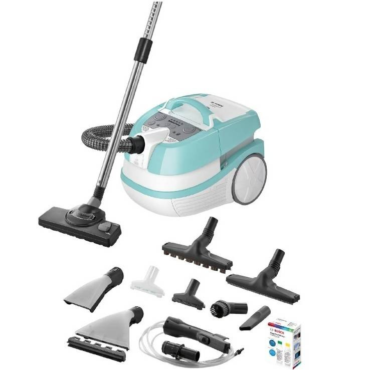 Wet and Dry Vacuum Cleaner – 2100 Watt, 3-in-1 Cleaning System, White/Blue | Bosch BWD420HYG