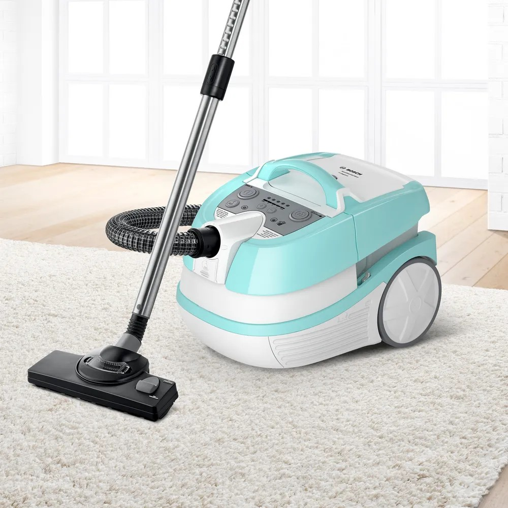 Wet and Dry Vacuum Cleaner – 2100 Watt, 3-in-1 Cleaning System, White/Blue | Bosch BWD420HYG