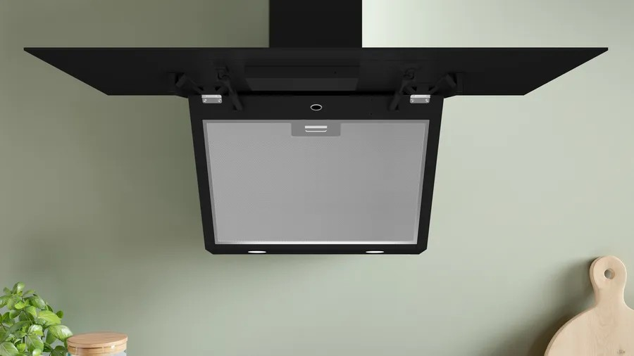 شفاط حائط مقاس 90 سم، سحب 700 م³/ساعة، إضاءة LED، تصميم زجاج أسود | بوش DWK97PJ60T 