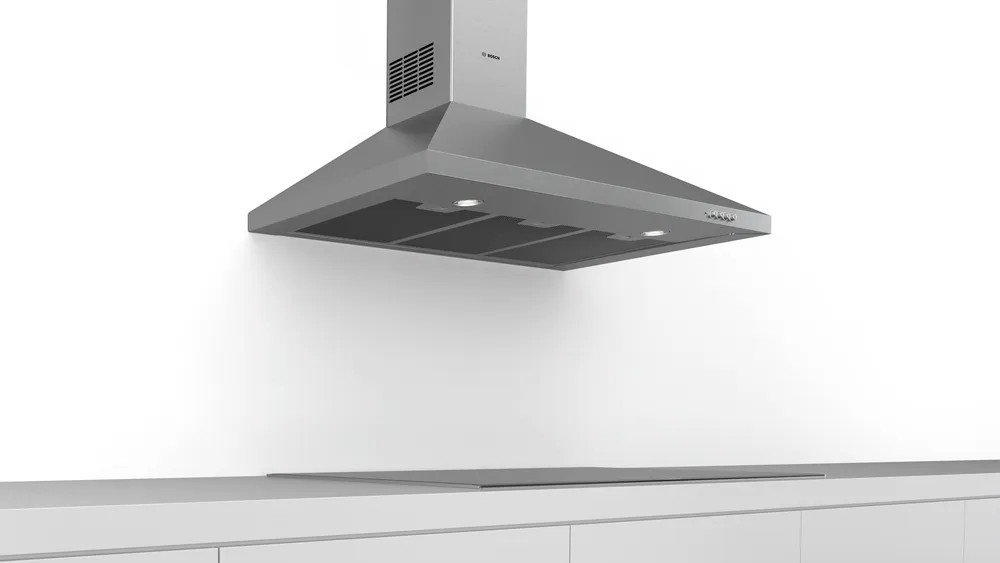 Series 2 Wall-Mounted Cooker Hood – 90 cm, 380 m³/h Extraction, LED Lights, Stainless Steel Finish | Bosch DWP94CC50T