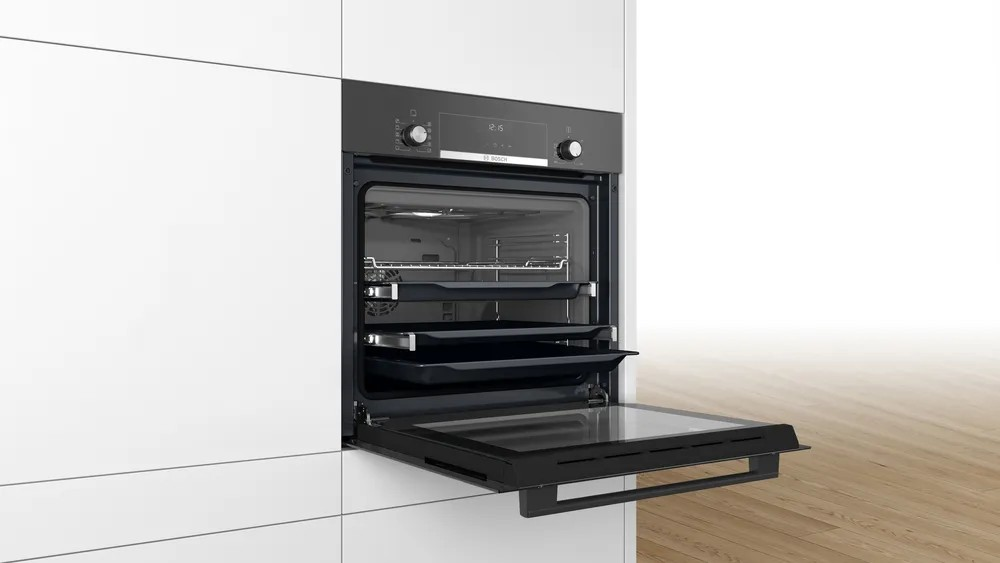 Series 6 Built-in Oven – 60x60 cm, 66L Capacity, 8 Heating Modes, Black | Bosch HBJ558YB0Q