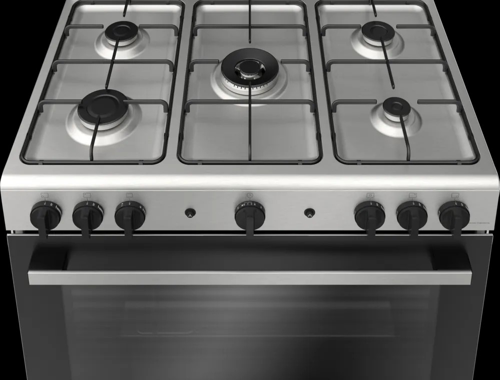Series 2 Gas Range Cooker – 90 cm, 5 Burners + 125L Gas Oven with Rotisserie, Stainless Steel | Bosch HGV1F0U50S