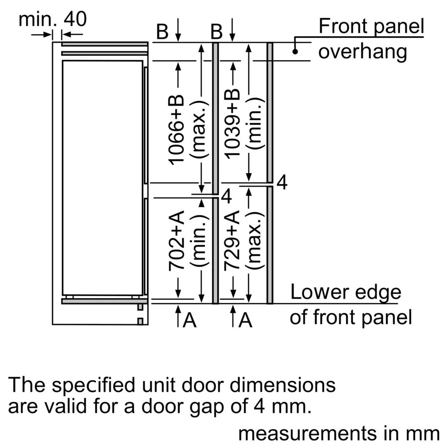 Series 6 Built-in Bottom Freezer Refrigerator – 254L Net Capacity, NoFrost Freezer, 177x56 cm | Bosch KIN86AF3M8