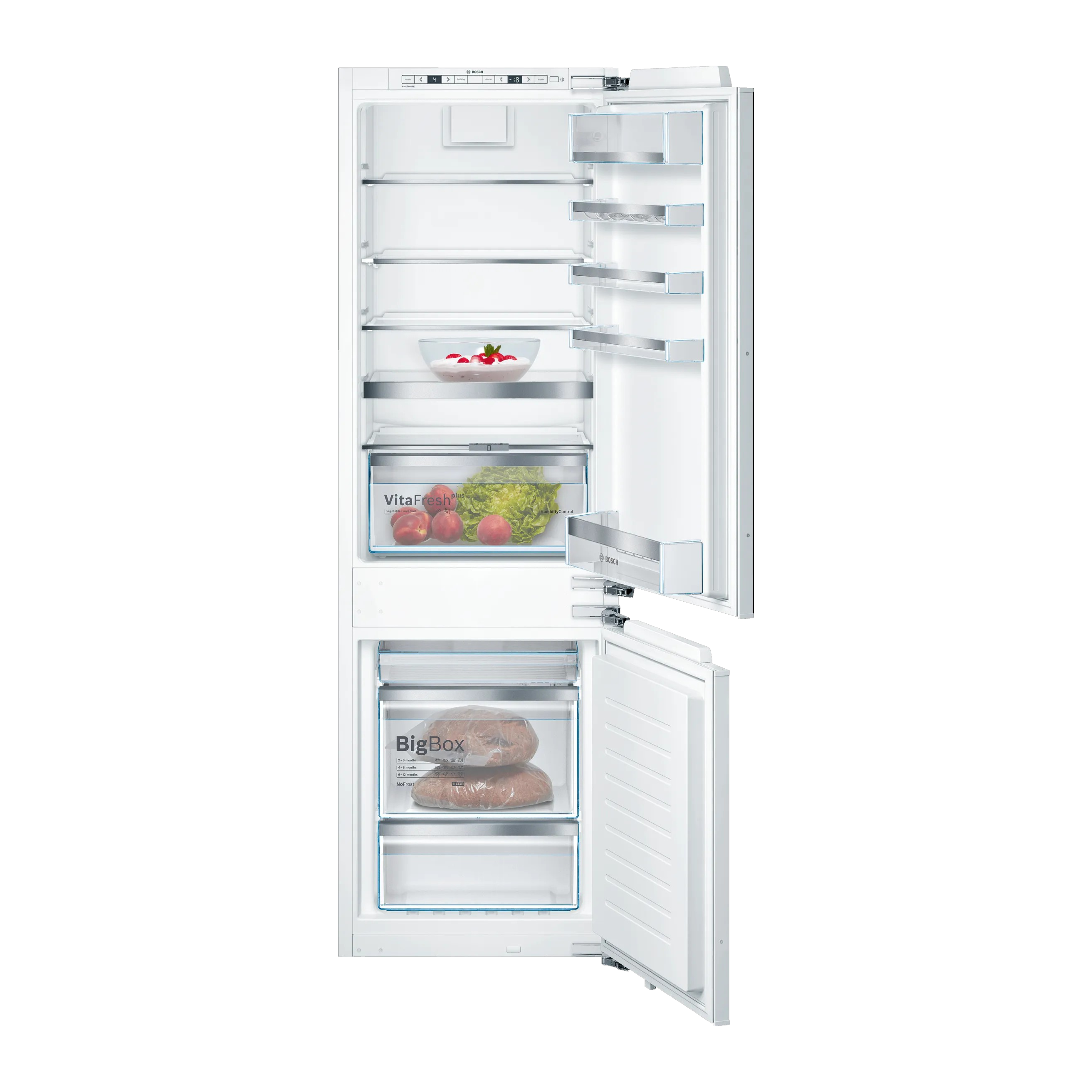 Series 6 Built-in Bottom Freezer Refrigerator – 254L Net Capacity, NoFrost Freezer, 177x56 cm | Bosch KIN86AF3M8