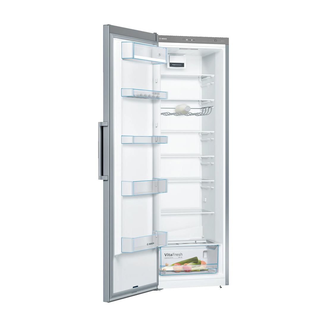 Series 4 Freestanding Fridge – 346L Net Capacity, VitaFresh, Super Cooling, 186x60 cm, Stainless Steel Look | Bosch KSV36VL30U