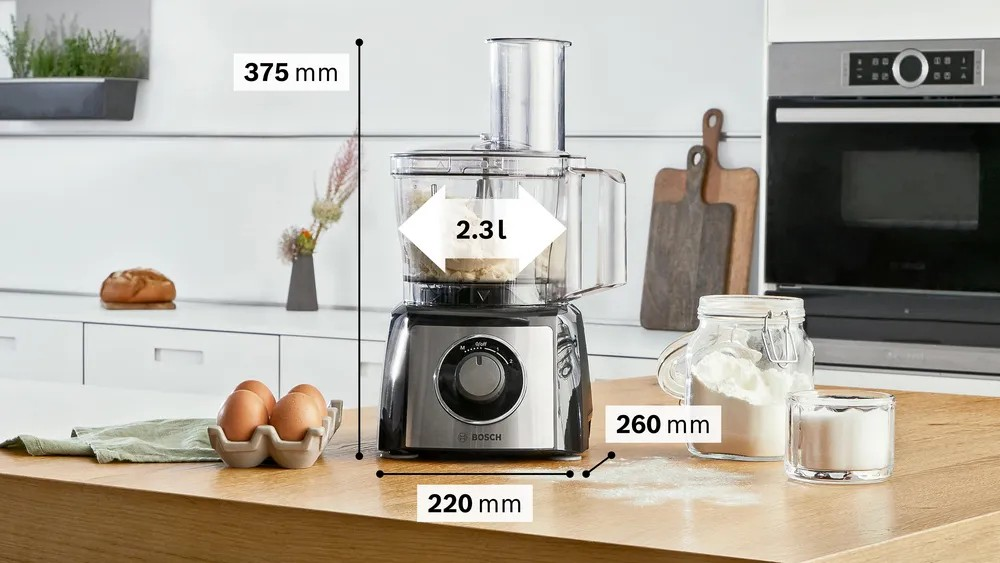 MultiTalent 3 Plus Food Processor – 900W, 50+ Functions, 2.3L Bowl, Blender & Grinder, Black with Brushed Stainless Steel | Bosch MCM3PM386