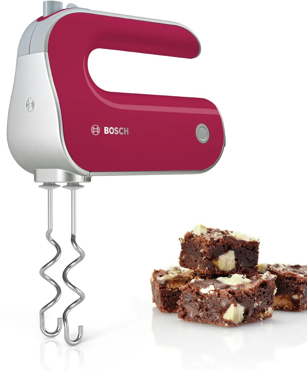 Styline Hand Mixer – 500W, 5 Speeds + Turbo, FineCreamer Turbo Beaters, Red & Silver | Bosch MFQ40304