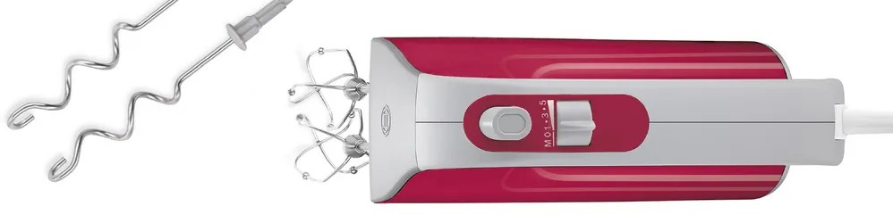 Styline Hand Mixer – 500W, 5 Speeds + Turbo, FineCreamer Turbo Beaters, Red & Silver | Bosch MFQ40304