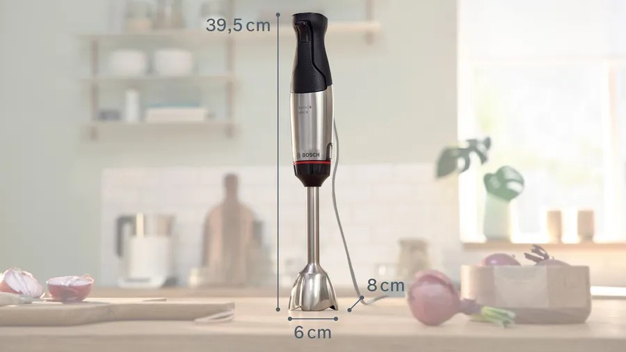 ErgoMaster Series 6 Hand Blender – 1000W, Stainless Steel Wand, Masher, Whisk & Shredder, White & Black | Bosch MSM6M623