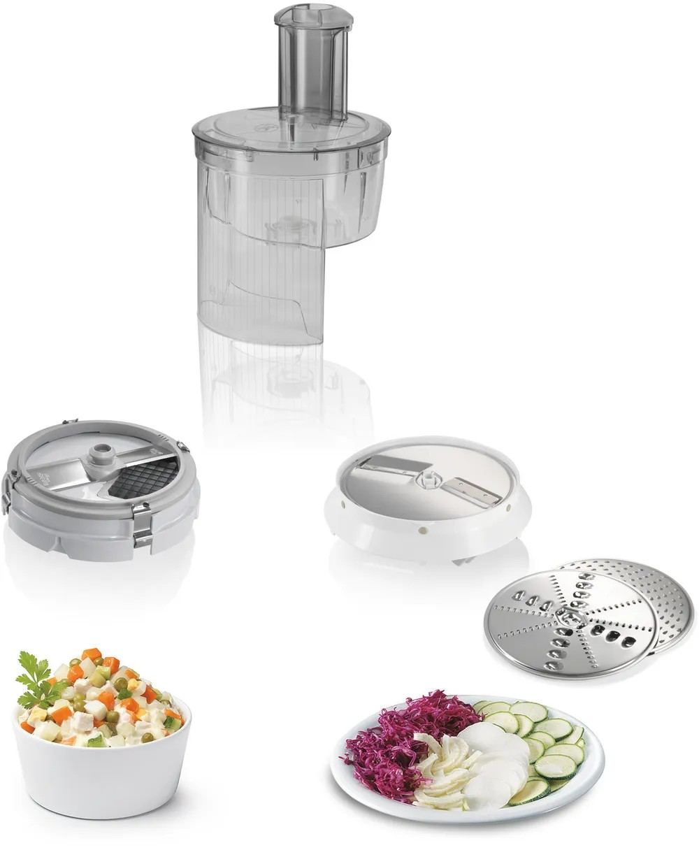 Kitchen Machine – 900W, 3.9L Stainless Steel Bowl, Meat Mincer, Blender, Citrus Press, Cube Cutter & More – White & Silver | Bosch MUM54251