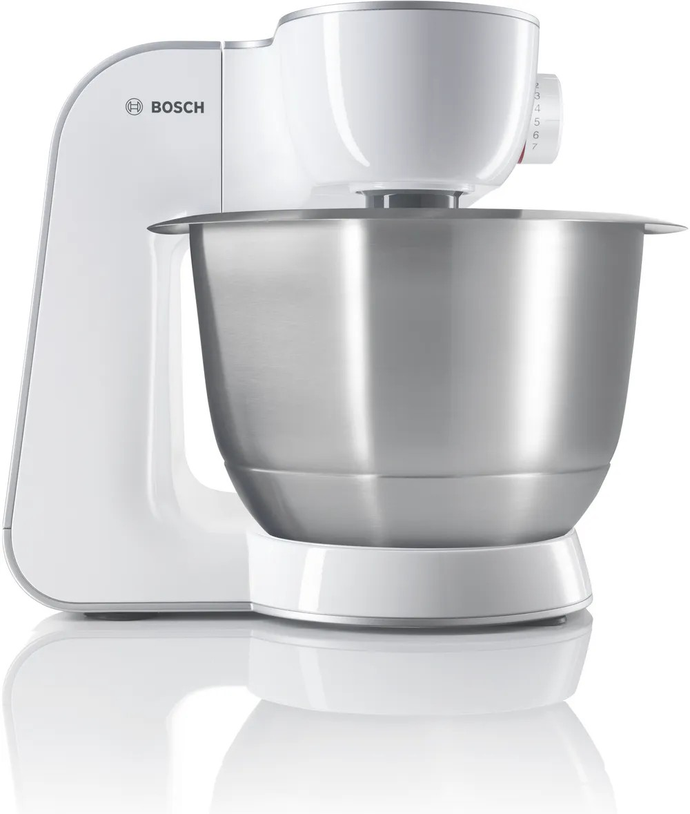 Kitchen Machine – 900W, 3.9L Stainless Steel Bowl, Meat Mincer, Blender, Citrus Press, Cube Cutter & More – White & Silver | Bosch MUM54251