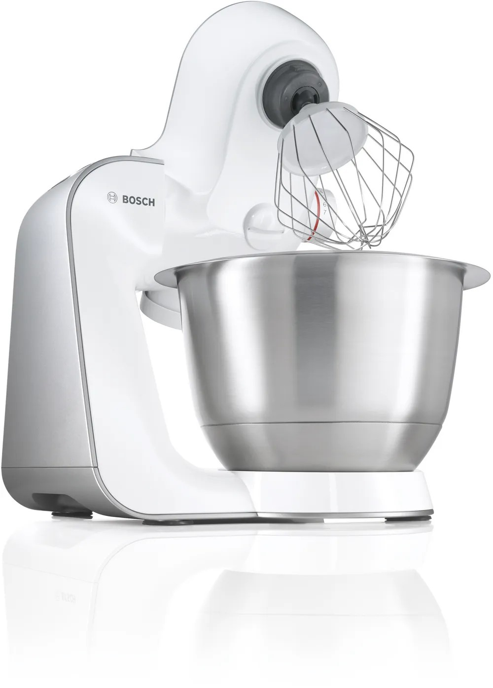 Kitchen Machine – 900W, 3.9L Stainless Steel Bowl, Meat Mincer, Blender, Citrus Press, Cube Cutter & More – White & Silver | Bosch MUM54251