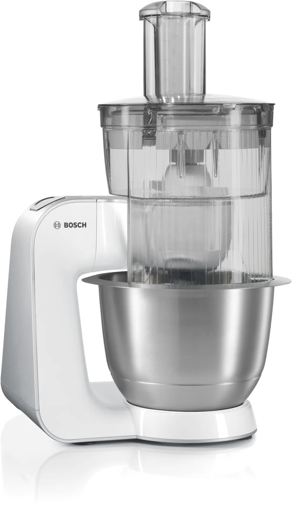 Kitchen Machine – 900W, 3.9L Stainless Steel Bowl, Meat Mincer, Blender, Citrus Press, Cube Cutter & More – White & Silver | Bosch MUM54251