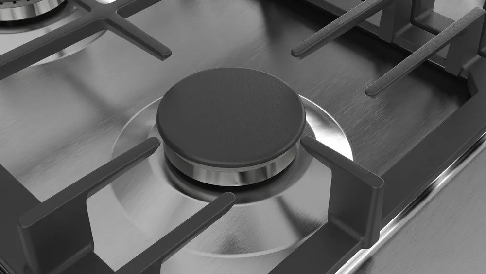 بوتجاز غاز بلت إن بوش – 75 سم، ستانلس ستيل، 5 شعلات، تقنية FlameSelect، دعم أواني من الحديد الزهر | بوش  PCQ7A5B90 

