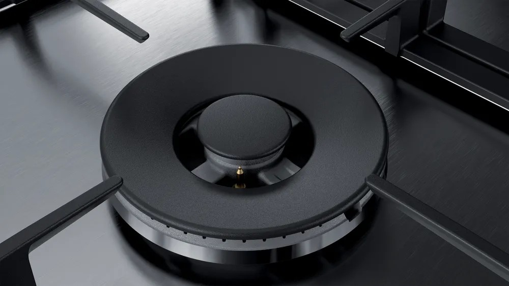 Series 6 Gas Hob – 90cm, Stainless Steel, 5 Burners, FlameSelect, Cast Iron Pan Supports | Bosch PCR9A5B90