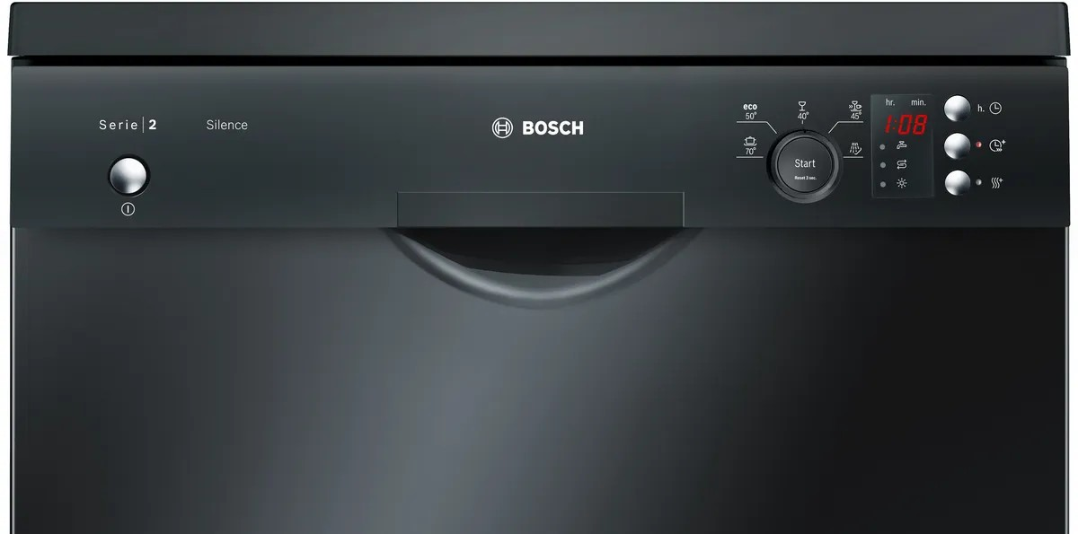 Series 2 Freestanding Dishwasher – 12 Place Settings, 60 cm, ExtraDry & AquaStop, Black | Bosch SMS25AB00V