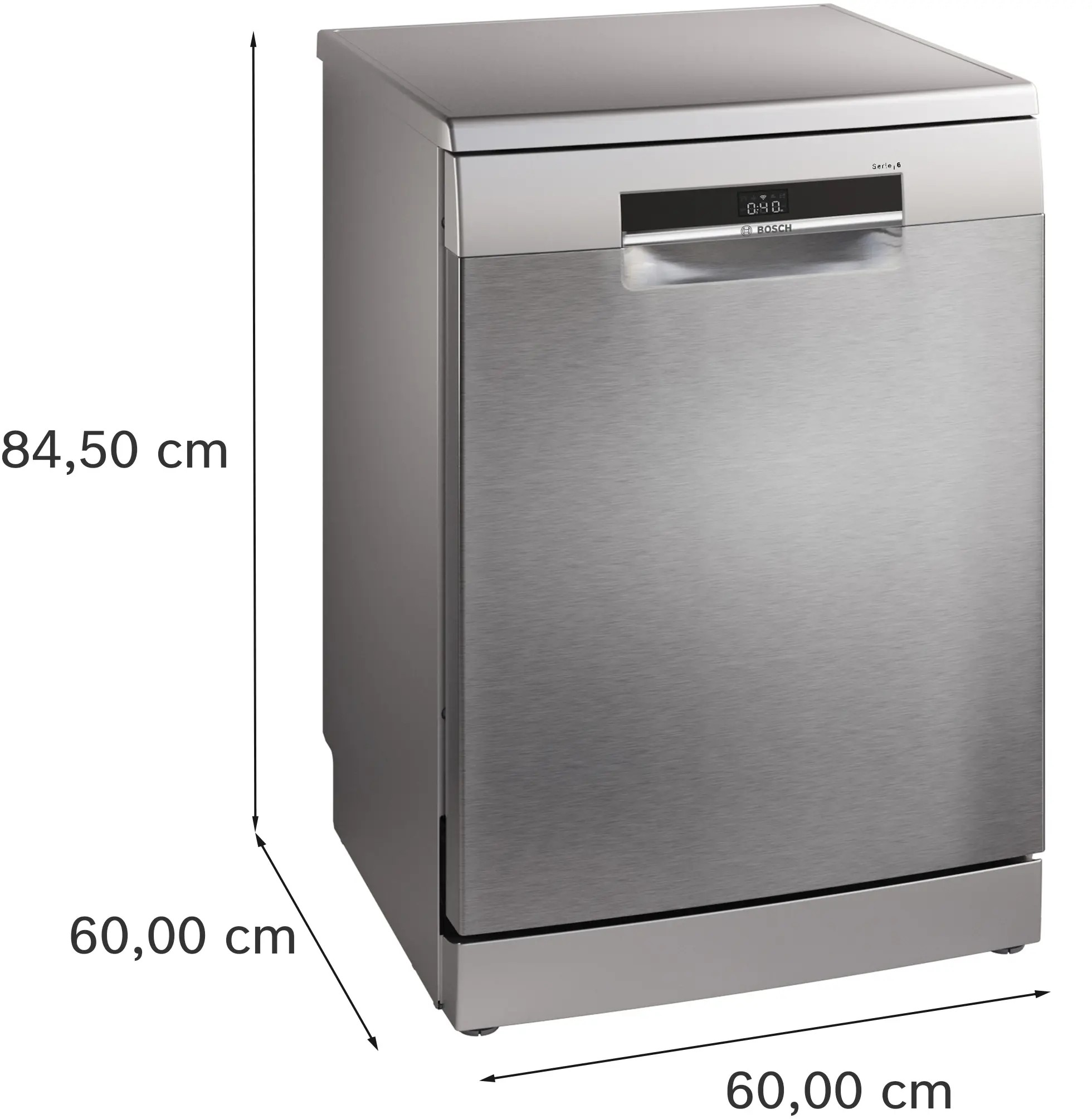 Series 6 Free-Standing Dishwasher – 60 cm, 14 Place Settings, Efficient Dry, Anti-Fingerprint | Bosch SMS6EMI62V