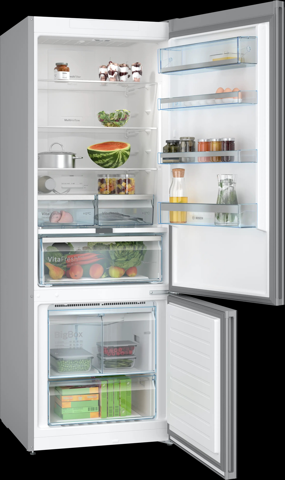 Bosch Series 6 Fridge Freezer – 508L, No Frost, Black Glass 193x70 cm | KGN56LB3E9